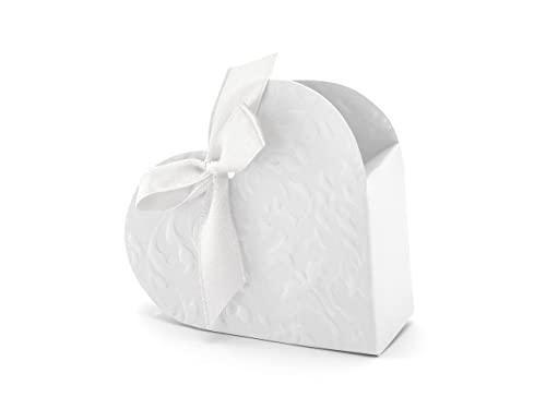 PartyDeco Geschenkbox Herz mit Schleife – Gastgeschenk Hochzeitsdeko Schachtel – Weiß, 10 x 9 x 3 cm, 10 Stück PartyDeco Geschenkbox Herz mit Schleife – Gastgeschenk Hochzeitsdeko Schachtel – Weiß, 10 x 9 x 3 cm, 10 Stück von PartyDeco
