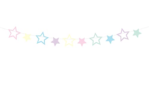 PartyDeco Girlande DIY Sterne 1,4 m x 1 Stück Papiergirlande Sternengirlande zum selbst Basteln Kindergeburtstag bunt Pastell von PartyDeco