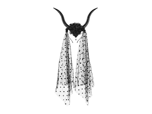 PartyDeco Halloween Haarband mit Teufelshörnern und schwarzem Tüll – ca. 30 × 76 cm – Schwarz Kostümzubehör Gothic PartyDeco Halloween Haarband mit Teufelshörnern und schwarzem Tüll – ca. 30 × 76 cm – Schwarz Kostümzubehör Gothic von PartyDeco