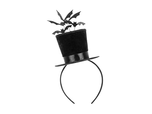 PartyDeco Halloween Haarband mit Zylinder und Fledermäusen – ca. 19 × 26 cm – Schwarz, Glitzer Kostümzubehör Fledermaus PartyDeco Halloween Haarband mit Zylinder und Fledermäusen – ca. 19 × 26 cm – Schwarz, Glitzer Kostümzubehör Fledermaus von PartyDeco