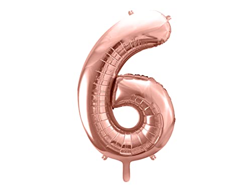 Party Deco Helium Luftballon - Geburtstag Deko - Folienballon - Zahl 6 - Rose Gold - 86 cm von PartyDeco