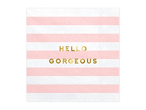 PartyDeco Hellrosa Papierservietten mit Hello Gorgeous Aufschrift - Dekorative Geburtstagsparty Servietten - Bedruckte Taschentücher - Tischdekorationen PartyDeco Hellrosa Papierservietten mit Hello Gorgeous Aufschrift - Dekorative Geburtstagsparty Servietten - Bedruckte Taschentücher - Tischdekorationen von PartyDeco