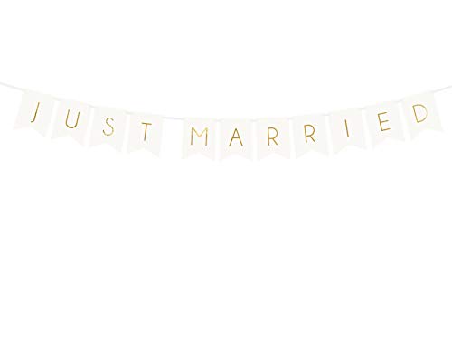 PartyDeco Hochzeit Banner mit Just Married Inschrift Braut Hochzeit Dekoration Gold Hochzeit Girlande Braut und Bräutigam PartyDeco Hochzeit Banner mit Just Married Inschrift Braut Hochzeit Dekoration Gold Hochzeit Girlande Braut und Bräutigam von PartyDeco