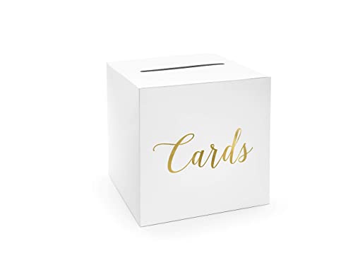 Party Deco Geschenkbox, Gastgeschenk, Hochzeitsbox, Geldbox, Kartenbox - 24 x 24 x 24 cm - Geschenkkartenbox für Hochzeitsempfänge, Geburtstage, Abschlussfeiern, Braut- oder Babypartys - Gold von PartyDeco