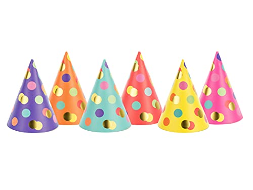 PartyDeco Hütchen Dots Mix 16cm 6 Stk. Geburtstagsfeier Geburtstagshüte Happy Birthday Party Dekoration von PartyDeco