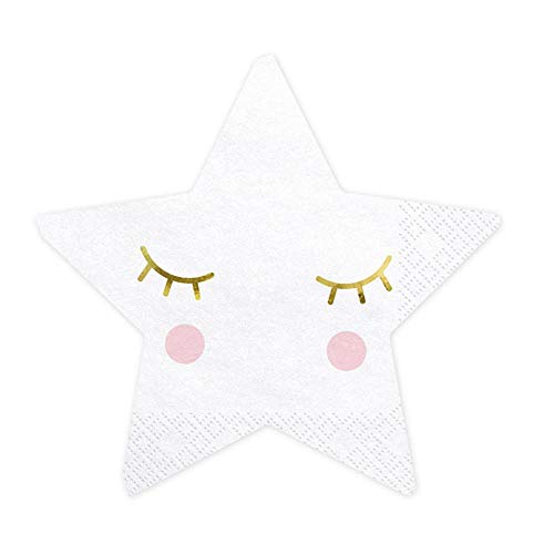 PartyDeco Little Star - Sternservietten 16x16cm 20 Stk. Geburtstag Weihnachten Babyparty von PartyDeco