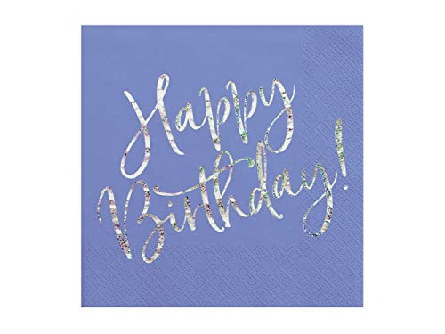 PartyDeco Servietten Happy Birthday 33x33cm/20St. Blau von PartyDeco