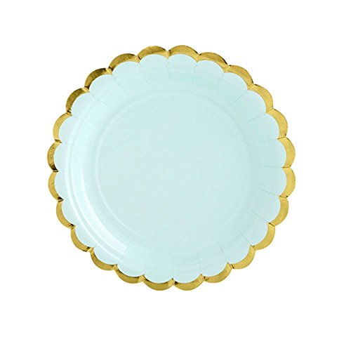 Yummy Colours Party Plates : Mint and Gold by Party Deco - 18cm - 6pk von PartyDeco