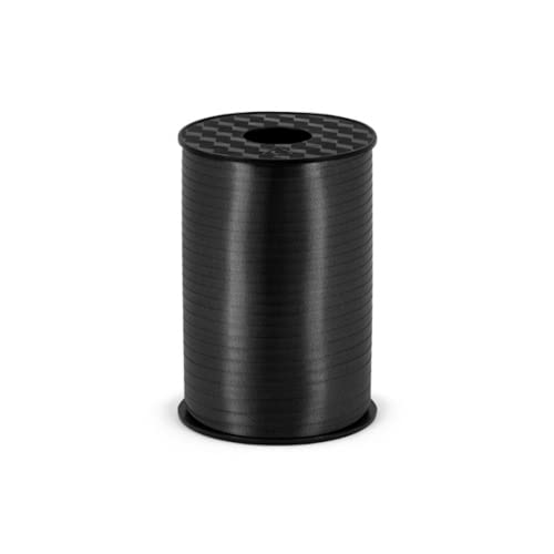 PartyDeco Ringelband Geschenkband Polyband Kringelband Kräuselband auf Spule 5mm x 225m schwarz von PartyDeco