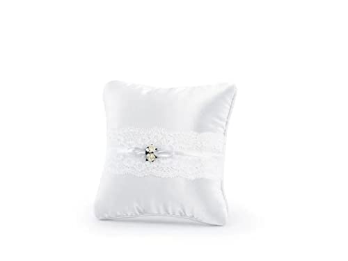 PartyDeco Ringkissen für Hochzeit 16x16 cm - Satinstoff, Spitzenband, Papierrosen, Dekoband Weiß Matte Stoff Hochzeit Ring Kissen mit Rosen und Spitze Hochzeit Ring Box PartyDeco Ringkissen für Hochzeit 16x16 cm - Satinstoff, Spitzenband, Papierrosen, Dekoband Weiß Matte Stoff Hochzeit Ring Kissen mit Rosen und Spitze Hochzeit Ring Box von PartyDeco