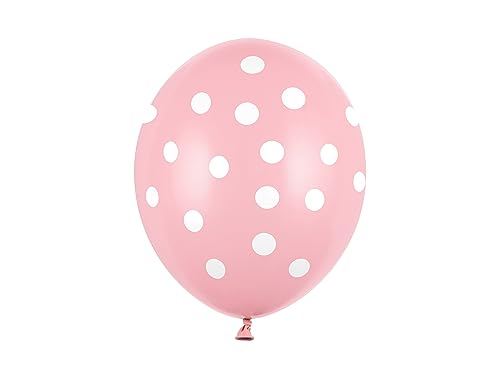 PartyDeco Rosa Latex Ballons mit weißen Punkten bedruckt - Ballons mit fünfseitigem Druck - Durchmesser ca. 30 cm (1 op. 6 Stück) für Hochzeit Geburtstag Party Hochzeit Bankett Babyparty von PartyDeco