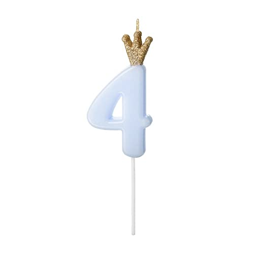 PartyDeco SCU6-4-001J Geburtstagskerze - Ziffer 4 - hellblau - 9,5cm, Zahl 4 PartyDeco SCU6-4-001J Geburtstagskerze - Ziffer 4 - hellblau - 9,5cm, Zahl 4 von PartyDeco