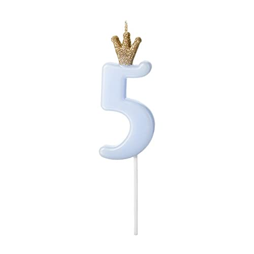 PartyDeco SCU6-5-001J Geburtstagskerze - Ziffer 5 - hellblau - 9,5cm, Zahl 5 PartyDeco SCU6-5-001J Geburtstagskerze - Ziffer 5 - hellblau - 9,5cm, Zahl 5 von PartyDeco