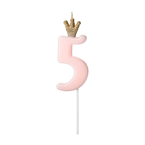 PartyDeco SCU6-5-081J Geburtstagskerze - Ziffer 5 - hellrosa - 9,5cm, Zahl 5 PartyDeco SCU6-5-081J Geburtstagskerze - Ziffer 5 - hellrosa - 9,5cm, Zahl 5 von PartyDeco