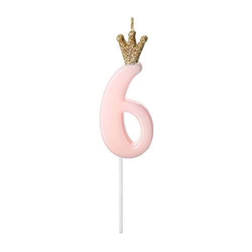PartyDeco SCU6-6-081J Geburtstagskerze - Ziffer 6 - hellrosa - 9,5cm, Zahl 6 PartyDeco SCU6-6-081J Geburtstagskerze - Ziffer 6 - hellrosa - 9,5cm, Zahl 6 von PartyDeco