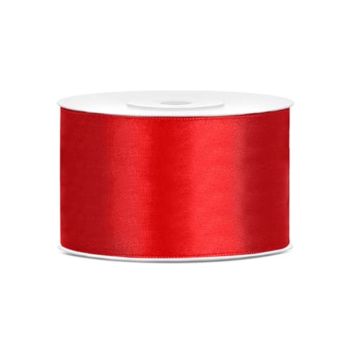 PartyDeco Satinband rot, Rolle 38 mm, 25 m von PartyDeco