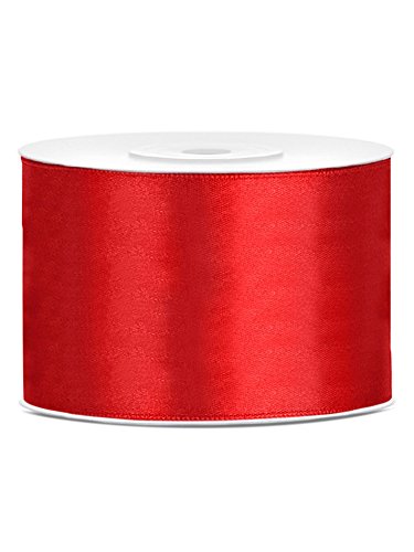 PartyDeco Satinband rot 50mm 25m Geburtstag Weihnachten Valentinstag Hochzeit Party Familientreffen Textilmaterial von CAAKT