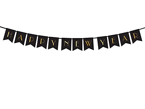PartyDeco Silvester Banner Happy New Year Dekoration Schwarz mit goldenen Inschrift Frohes neues Jahr PartyDeco Silvester Banner Happy New Year Dekoration Schwarz mit goldenen Inschrift Frohes neues Jahr von PartyDeco