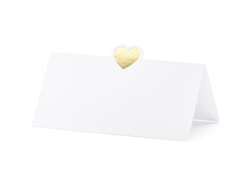 PartyDeco Tischkarten 10x5cm 10 Stück mit Herz Platzkarten Hochzeit Geburtstag Taufe blanko weiß Gold PartyDeco Tischkarten 10x5cm 10 Stück mit Herz Platzkarten Hochzeit Geburtstag Taufe blanko weiß Gold von PartyDeco
