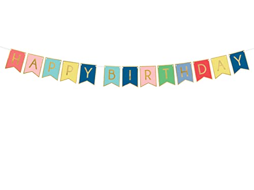PartyDeco Girlande Happy Birthday 15x175cm DIY Banner Papiergirlande Kindergeburtstag Geburtstag bunt von PartyDeco