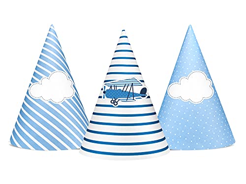 Partyhüte 6 Stk. mit Flugzeug und Wolken Hüte Partyzubehör Dekoration von PartyDeco