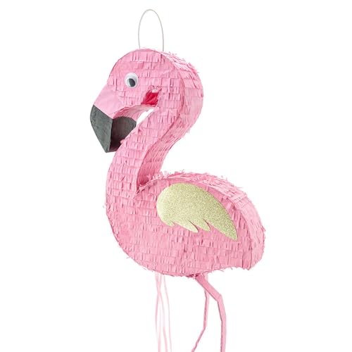 Piñata in Form eines Flamingos- Dekoration Flamingo zum Befüllen mit Süßigkeiten Geschenke- Größe ca. 25 x 55 cm Rosa/Goldene Piñata für Geburtstagsfeier Hochzeit Hochzeitsparty Geschenk Überraschung von PartyDeco