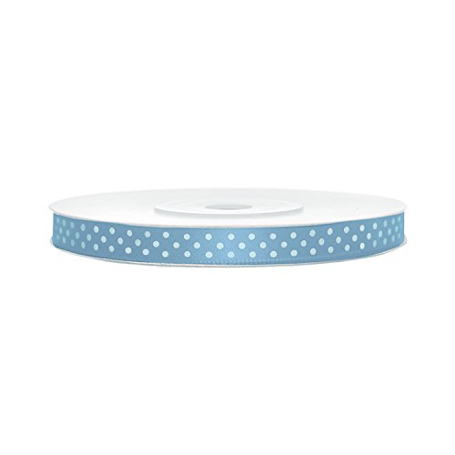 Satinband, gepunktet, hellblau B:6 mm, L: 25 m von PartyDeco