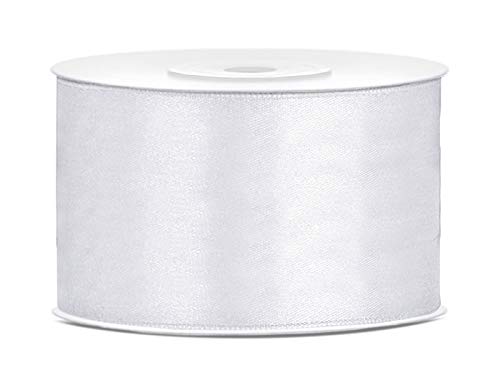 Satinband 38mmx 25m weiss Geschenkband Schleifenband Dekoband Hochzeit Weihnachten Floristik Satinband 38mmx 25m weiss Geschenkband Schleifenband Dekoband Hochzeit Weihnachten Floristik von PartyDeco