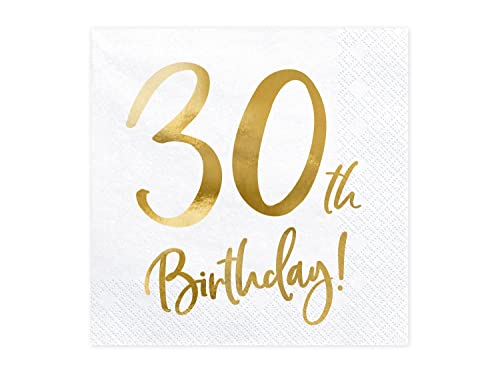 PartyDeco Servietten Birthday Gold 30th. 33x33cm/20St. PartyDeco Servietten Birthday Gold 30th. 33x33cm/20St. von PartyDeco