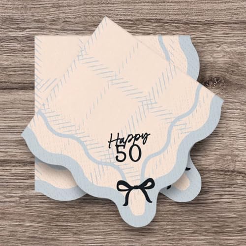 Servietten Happy 50, 33x33 cm, Mix (1 VPE / 12 Stk.) von PartyDeco