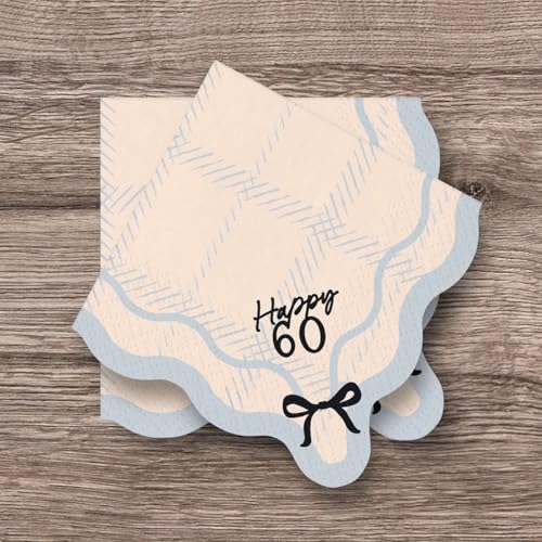 Servietten Happy 60, 33x33 cm, Mix (1 VPE / 12 Stk.) von PartyDeco