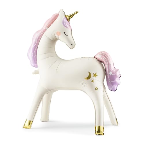 Stehender Folienballon Einhorn, 95x86 cm, Mix von PartyDeco