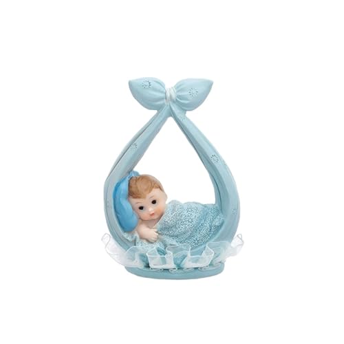 Tortenfigur Baby 11cm - Junge im Tragetuch - Tortenaufsatz zur Geburt Taufe Babyparty - Tortentopper Cake Topper Deko Figur für Torte Kuchen - Tortendeko & Kuchendeko - Hellblau von PartyDeco