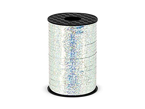 Unbekannt Kräuselband, Geschenkband, 5mm/225m Silber Hologramm PRH5-018 von PartyDeco
