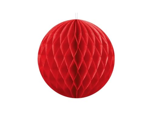 Wabenball 1 Stk Ø 10 cm - Pompoms Wabenbälle Deckendeko Hängedeko Honeycombs (rot) von PartyDeco