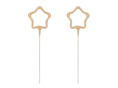 Wunderkerzen Hochzeit Stern 16x5cm 2er Set - Sternspritzer in Sternform für Vintage Hochzeitsdeko Feuerwerk Gold von PartyDeco