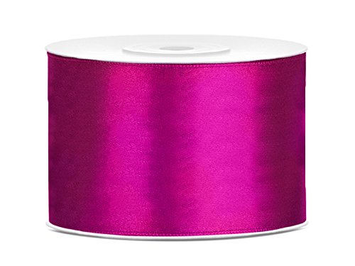 partydeco.pl Satinband Farbe Fuchsia - kräftig pink - Dekoband 5 cm breit von PartyDeco
