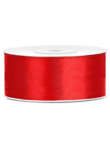 partydeco.pl Satinband rot, 25 mm, 25 m von PartyDeco