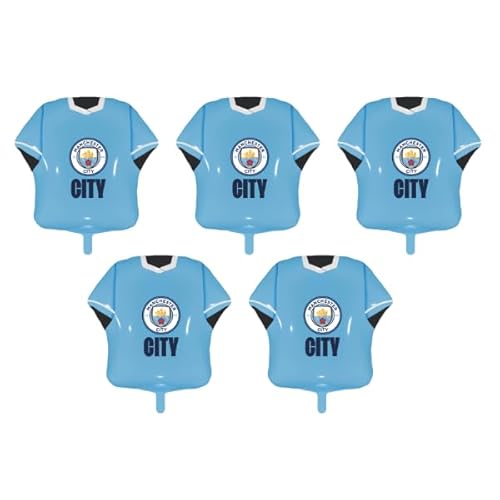 Manchester City Football Club Jersey Folienballons - Offiziell lizenzierte Partydekorationen, 5 Stück, 52 x 53 cm (Stil 1) von PartyDroid