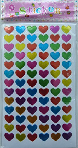 10 Blatt Buntes Herz Sharp Glittered Aufkleber (450 Aufkleber) von PartyErasers