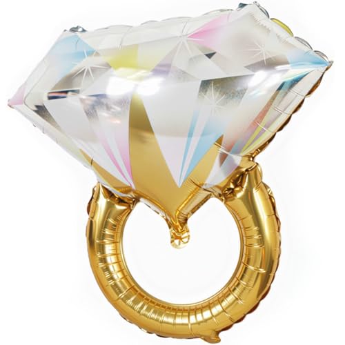 PartyForever 101.6 cm Riesiger Gold Diamant Ring Ballon - Verlobungsring Ballon für Bachelorette Party Dekorationen Luftballons, Brautparty, Junggesellinnenabschied & Hochzeitsfeiern PartyForever 101.6 cm Riesiger Gold Diamant Ring Ballon - Verlobungsring Ballon für Bachelorette Party Dekorationen Luftballons, Brautparty, Junggesellinnenabschied & Hochzeitsfeiern von PartyForever