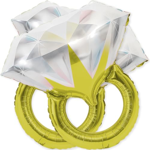 PartyForever 2 Pack 101,6 cm riesige goldene Diamant-Ringballons - Zwei Verlobungsringballons für Junggesellinnenabschiede Dekorationen, Brautparty, Junggesellinnenabschied & Hochzeitsfeiern PartyForever 2 Pack 101,6 cm riesige goldene Diamant-Ringballons - Zwei Verlobungsringballons für Junggesellinnenabschiede Dekorationen, Brautparty, Junggesellinnenabschied & Hochzeitsfeiern von PartyForever