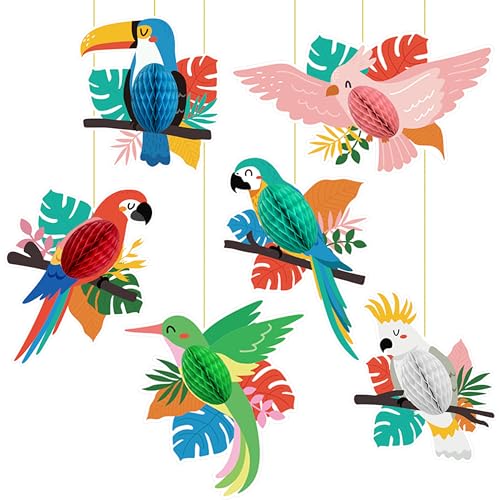 6 Stück Tropische Vögel Wabenpapier Ausschnitte Hängende Papagei Hawaii Luau Tropische Party Dekorationen für Sommer Strand Dschungel Safari Regenwald Thema Geburtstag Party Zuhause Klassenzimmer 6 Stück Tropische Vögel Wabenpapier Ausschnitte Hängende Papagei Hawaii Luau Tropische Party Dekorationen für Sommer Strand Dschungel Safari Regenwald Thema Geburtstag Party Zuhause Klassenzimmer von PartyGarden