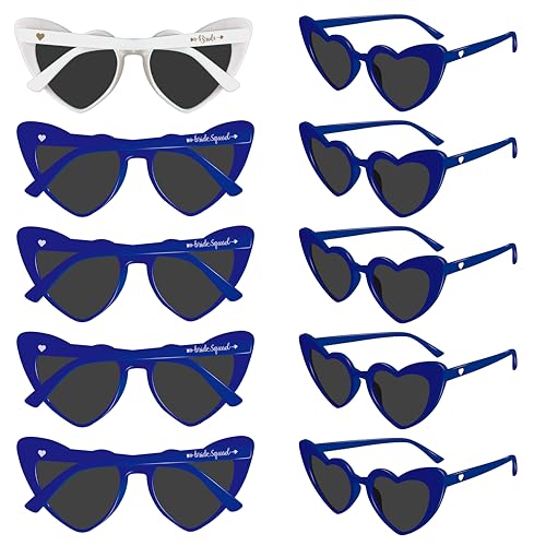PartyGifts&beyond Sonnenbrille für Junggesellinnenabschied, Herz-Brille, Brautanzug, Sonnenbrille, Brautjungferngeschenk, Marineblau, 10 Stück von PartyGifts&beyond