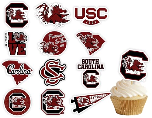 South Carolina Gamecocks Cupcake-Topper (24 Stück) South Carolina University Partyzubehör für Fußball, Geburtstagsgeschenk, Abschlussfeier, Party-Dekorationen (South Carolina Gamecocks) von PartyKandy