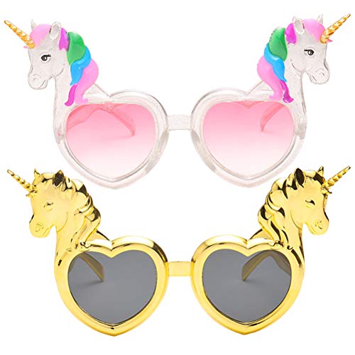 Einhorn 2 x Einhorn-Brillen für Tanzpartys, lustige liebevolle -Requisiten, für (zufälliger ), Dekoration für Bankett, , Gastgeschenke Herzbrille von PartyKindom