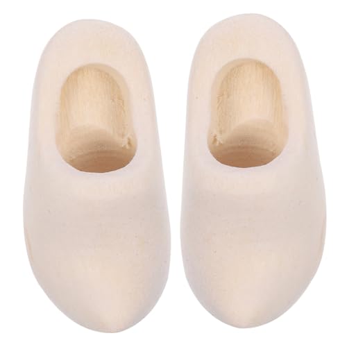 PartyKindom 1 Paar Holzschuhe Schlüsselbund Miniaturen unbemalt Stiefeletten einfach winzig mini zubehor mini puppen für puppenhaus hausschuhe kindergarten Mini-Puppenschuh Mini- von PartyKindom