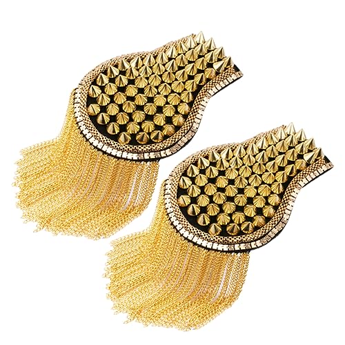 PartyKindom 1 Paar Riveted Quaste Epauletten Goldene Schulterklappen für Kostüme Accessoires für Partys oder Rollenspiele Leicht zu Kombinieren und Platzsparend PartyKindom 1 Paar Riveted Quaste Epauletten Goldene Schulterklappen für Kostüme Accessoires für Partys oder Rollenspiele Leicht zu Kombinieren und Platzsparend von PartyKindom