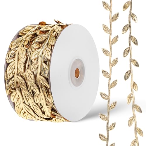 PartyKindom 1 Rolle Blumen-Rattan-Beleuchtung Dekorationen Blattbesatz Blumenvine Band Hochzeitsdekoration Blumenranken griechische Einrichtung Zubehör für Hochzeitseinladungen Stoff Golden von PartyKindom
