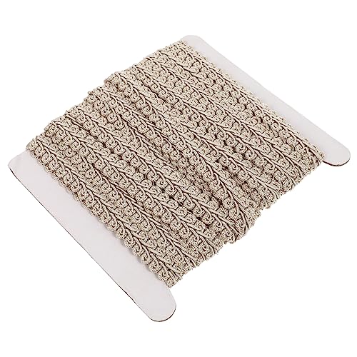 PartyKindom 1 Rolle Wellige Spitze Welle Zierleiste Zum Nähen Dickes Band Streifen Zerzaust Heimdekoration Fransen Flechten Gimp-zopf Kleidungsstück Dünn Dekorativer Zopfbesatz Polyester Beige von PartyKindom